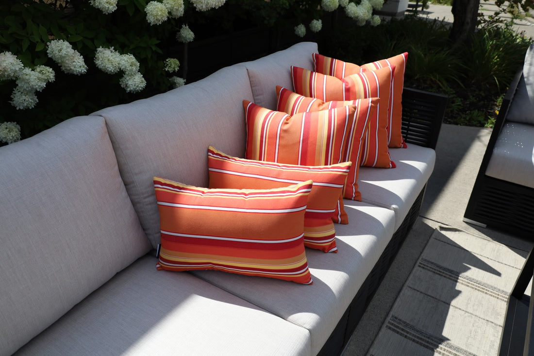 CINTIN Sunbrella Dolce Mango & Canvas Tuscan Outdoor Pillow Set of 6